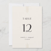 EVERLY Art Deco Ivory Black Wedding Table Numbers Kaart (Voorkant)