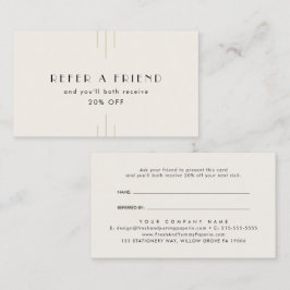 EVERLY Art Deco Ivory Gold Black Refer A Friend Aanbevelingskaartje