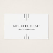 EVERLY Art Deco Minimal Business Gift Certificate Visitekaartje (Voorkant)