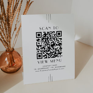 EVERLY Art Deco Minimalistische Restaurant Menu QR Reclamebord Met Voetstuk