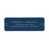 EVERLY Art Deco Navy Blauwe Retouradreslabels Etiket (Voorkant)