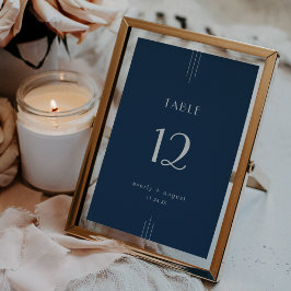 EVERLY Art Deco Navy Blue Wedding Table Numbers Kaart