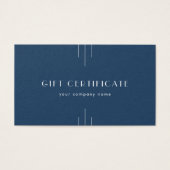 EVERLY Art Deco Navy Business Gift Certificate Visitekaartje (Voorkant)