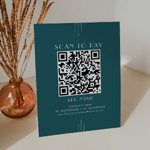 EVERLY Art Deco Pauw Groenblauw Zakelijk Scannen O Reclamebord Met Voetstuk