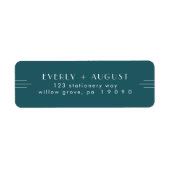EVERLY Art Deco Peacock Teal Return Address Labels (Voorkant)