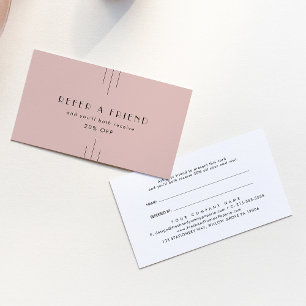 EVERLY Art Deco Roze Refer Een Vriend Aanbevelingskaartje