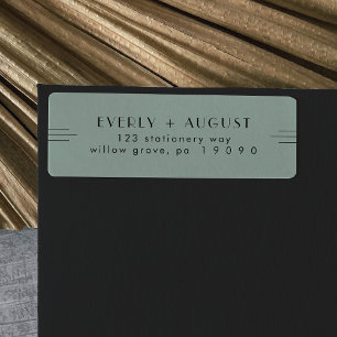 EVERLY Art Deco Salie Groene Retouradreslabels Etiket