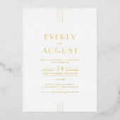 EVERLY Art Deco Simple Geometric Gold Foil Wedding Folie Uitnodiging (Voorkant)