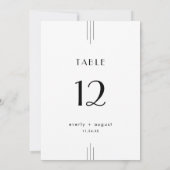 EVERLY Art Deco White Black Wedding Table Numbers Kaart (Achterkant)