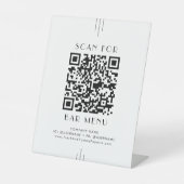 EVERLY Art Deco Wit Zwart Bar Menu QR Code Reclamebord Met Voetstuk (Voorkant)