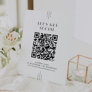 EVERLY Art Deco Zakelijk Let's Get Social Media Reclamebord Met Voetstuk