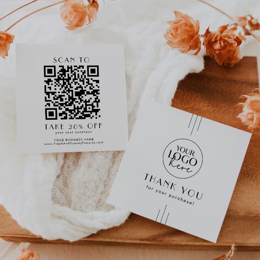 EVERLY Art Deco Zakelijk Logo QR Code Bedankt Kortingskaartje