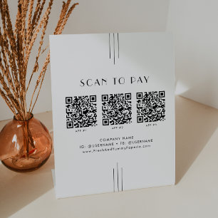 EVERLY Art Deco Zakelijk QR-code scannen om te bet Reclamebord Met Voetstuk