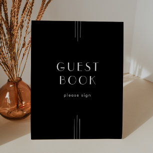EVERLY Art Deco Zwart Trouwen Gastboek Teken Reclamebord Met Voetstuk