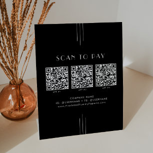 EVERLY Art Deco Zwart Zakelijk QR Code Scan Om Te  Reclamebord Met Voetstuk