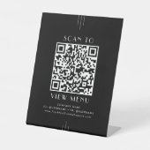 EVERLY Art Deco Zwarte QR-code restaurantmenu Reclamebord Met Voetstuk (Voorkant)