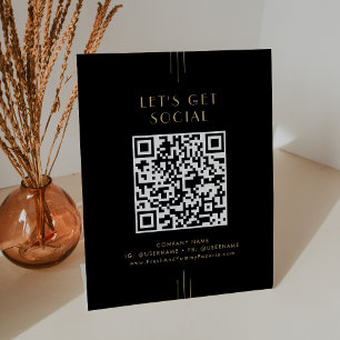 EVERLY Black Goud Zakelijk Laten We Sociale Media Reclamebord Met Voetstuk