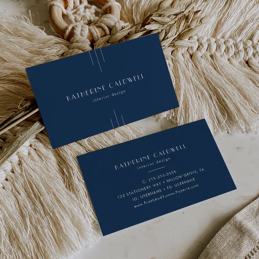 EVERLY Classic Modern Art Deco Navy Blue Visitekaartje