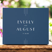 EVERLY Classic Modern Art Deco Navy Blue Wedding Gastenboek