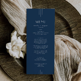 EVERLY Classic Modern Art Deco Navy Blue Wedding Menu