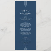EVERLY Classic Modern Art Deco Navy Blue Wedding Menu (Voorkant)