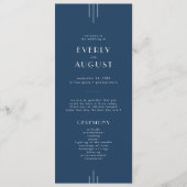 EVERLY Classic Modern Art Deco Navy Blue Wedding Programmakaart (Voorkant)