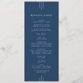 EVERLY Classic Modern Art Deco Navy Blue Wedding Programmakaart (Achterkant)