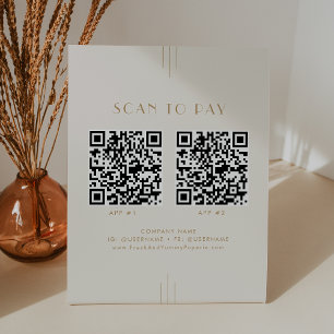 EVERLY Cream en Goud Zakelijk 2 Apps Scan om te Be Reclamebord Met Voetstuk