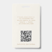 EVERLY Cream Gold Logo QR Code Personeelskaart Badge (Achterkant)