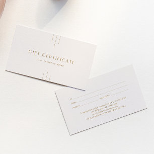 EVERLY Crème en Gouden Zakelijke Cadeaubon Visitekaartje