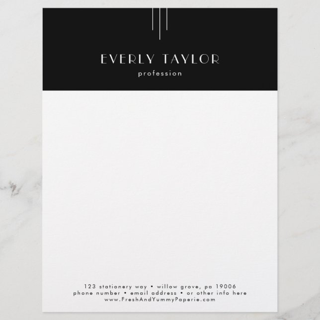 EVERLY Dark Black Business Professional Company Briefhoofd (Voorkant)