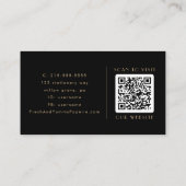 EVERLY Elegant Art Deco Black and Gold QR Code Visitekaartje (Achterkant)