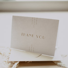 EVERLY Gold Art Deco Simple Geometric Wedding Bedankkaart
