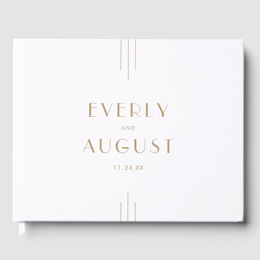 EVERLY Gold Art Deco Simple Geometric Wedding Gastenboek (Voorkant)