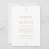 EVERLY Gold Art Deco Simple Geometric Wedding Kaart (Voorkant)
