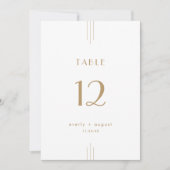 EVERLY Gold Art Deco Simple Wedding Table Numbers Kaart (Voorkant)