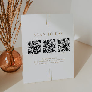 EVERLY Gold Art Deco Zakelijke QR-code Scan om te Reclamebord Met Voetstuk