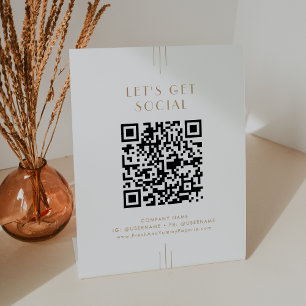 EVERLY Goud Deco Zakelijk Laten we Sociale Media g Reclamebord Met Voetstuk