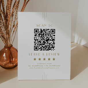 EVERLY Gouden Deco Zakelijk QR Code Laat een Revie Reclamebord Met Voetstuk
