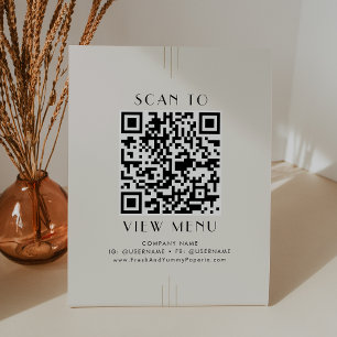 EVERLY Ivoor Goud Zwart Restaurant Menu QR Code Reclamebord Met Voetstuk