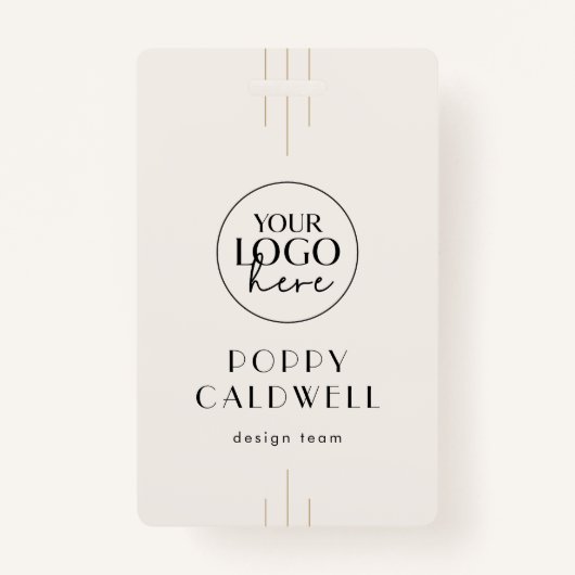 EVERLY Ivory Black Logo QR Code Employee ID Card Badge (Voorkant)