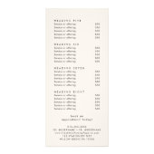EVERLY Ivory Double Sided Business Price List Reclamekaart (Achterkant)
