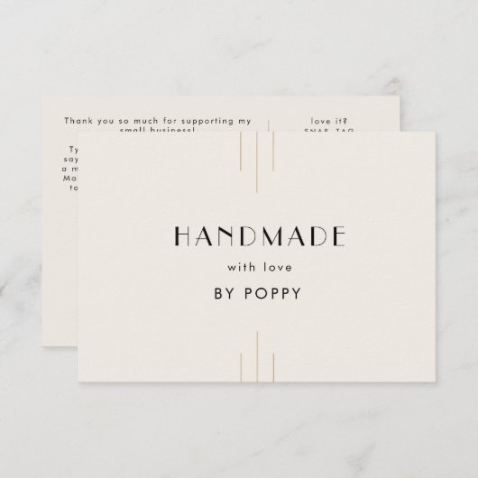 EVERLY Ivory Handmade with Love Thank You Order Informatiekaartje (Voorkant / Achterkant)
