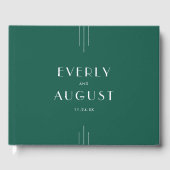 EVERLY Jewel Tone Art Deco Emerald Green Wedding Gastenboek (Voorkant)