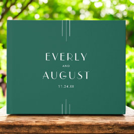 EVERLY Jewel Tone Art Deco Emerald Green Wedding Gastenboek
