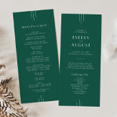 EVERLY Jewel Tone Art Deco Emerald Green Wedding Programmakaart
