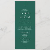 EVERLY Jewel Tone Art Deco Emerald Green Wedding Programmakaart (Voorkant)