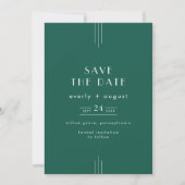 EVERLY Jewel Tone Art Deco Emerald Green Wedding Save The Date (Voorkant)