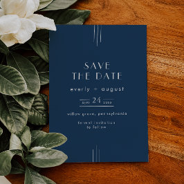 EVERLY Klassieke Moderne Art Deco Marineblauwe Tro Save The Date
