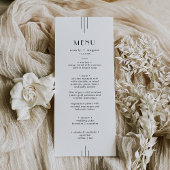EVERLY Minimalist Art Deco White and Black Wedding Menu
